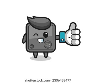 cute safe box with social media thumbs up symbol , cute style design for t shirt, sticker, logo element