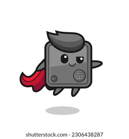 cute safe box superhero character is flying , cute style design for t shirt, sticker, logo element