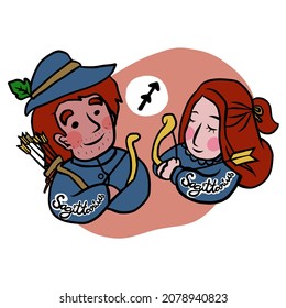 Ilustración vectorial de dibujos animados de Cute Sagittarius Horoscope