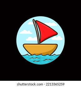 Cute Sailboat Cartoon Vector Illustration