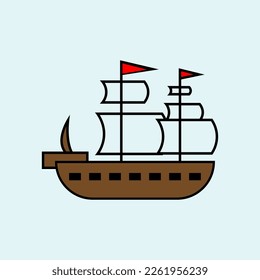 Cute Sailboat Cartoon. vector illustration