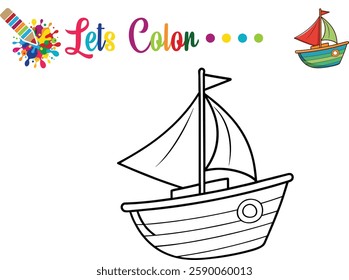  Cute Sailboat Coloring Page for Kids Printable Activity for Preschool Learning