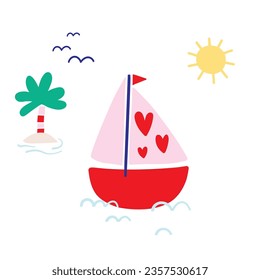 cute sailboat nautical vector design