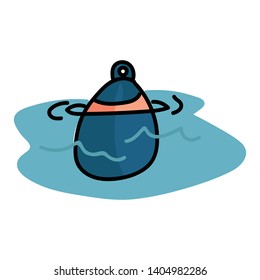 Cute sailing buoy cartoon vector illustration motif set. Hand drawn isolated saftey marker elements clipart for ocean boating blog, nautical graphic, underwater web buttons.