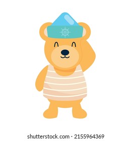 cute sailor bear on white background