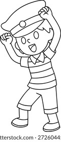 Cute Sailor Boy Coloring Page Ilustração para Crianças Atividade Book