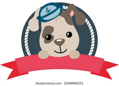 Cute sailor dog with ribbon banner
