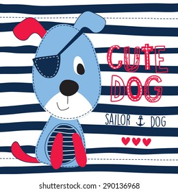 cute sailor dog vector illustration