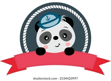 Netter Seemann Panda mit Band Banner
