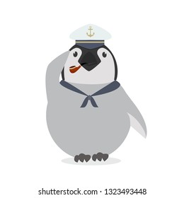 Cute sailor penguin vector