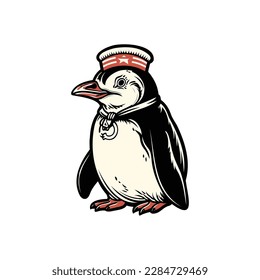 Cute sailor penguin vector logo symbol, sign, vector stock image