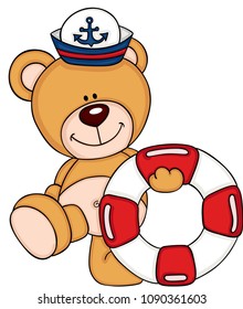 Cute sailor teddy bear with a float

