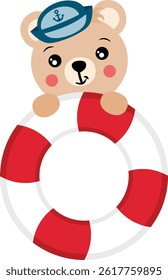 Cute Sailor Teddy Bear with Red Lifebuoy