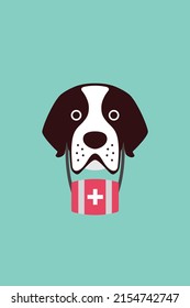 icono plano lindo del perro de San Bernardo, ilustración vectorial