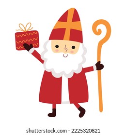 Cute Saint Nicholas oder Sinterklaas Charakter. Alles Gute zum St. Nikolaus-Tag! Weihnachten St. Nick alter Mann Bischof