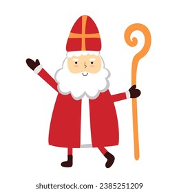 Cute Saint Nicholas oder Sinterklaas Charakter. Alles Gute zum St. Nikolaus-Tag! Weihnachten St. Nick alter Mann Bischof