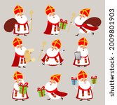 Cute Saint Nicholas or Sinterklaas collection - vector illustration