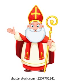 Cute Saint Nicholas or Sinterklaas. Happy Saint Nicholas Day. Cute cartoon character