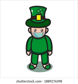 cute saint patrick character using mask vector design eps 10