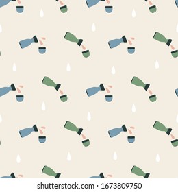 Cute Sake Vector Illustration. Colorful Background Pattern