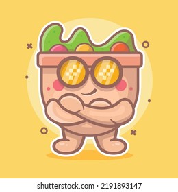 cute salad food character mascot with cool expression isolated cartoon in flat style design