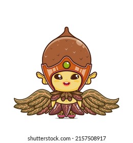 cute salak character. vegetable and fruit mascot with leaf wings. illustration in kawaii style. suitable for animation, children's content and all ages. for making cute patterns, bg, gift wrap