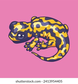 Cute salamander animal cartoon character vector Illustration