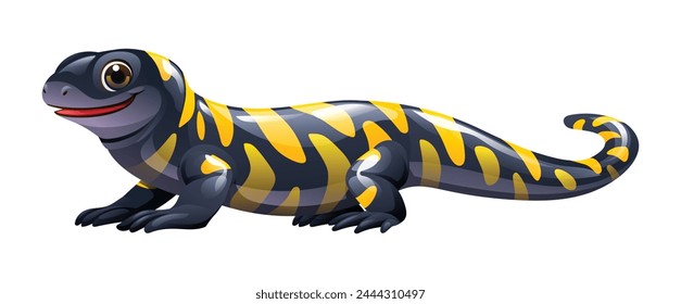 Cute salamander cartoon illustration. Vector reptile isolated on white background