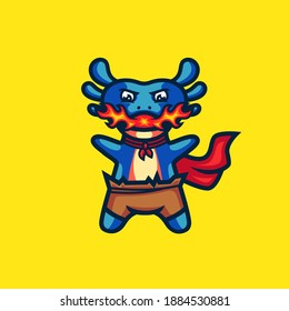 Cute Salamander Vector Icon illlustration, Salamander Mascot Character, Salamander Cartoon,  Flat Cartoon Style Suitable for Web Landing Page, Banner, Flyer, Sticker, Card, Animal Icon Concept