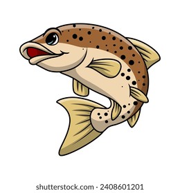 Cute salmon fish cartoon on white background