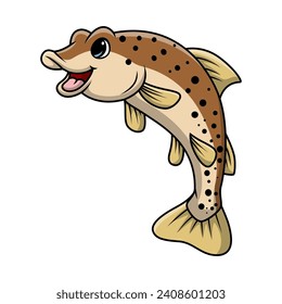 Cute salmon fish cartoon on white background