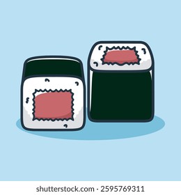 Cute salmon sushi roll. Flat illustration of salmon sushi roll vector icon for web design