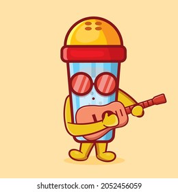 cute salt bottle mascot playing guitar isolated cartoon in flat style