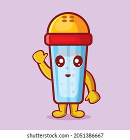 cute salt bottle mascot smiling isolated cartoon in flat style