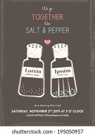 cute salt and pepper wedding invitation card template vector background