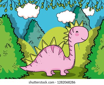 cute saltasaurus cute prehistoric dino with bushes