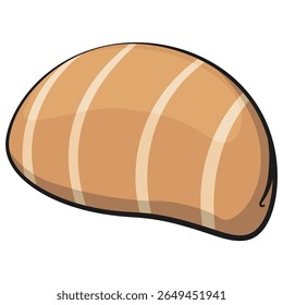 cute salted butter roll artoon vector illustration, bakery bread isolated on transparant backnground, work of hand drawn