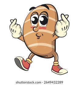 cute salted butter roll mascot cartoon vector illustration giving a sign of love with two hand, bakery bread character with happy face isolated on transparant backnground, work of hand drawn