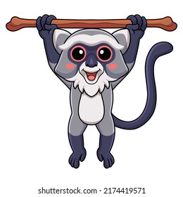 Cute samango monkey cartoon hanging on tree