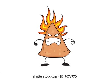 Cute Samosa Character . Vector Illustration. Isolated on white background. 