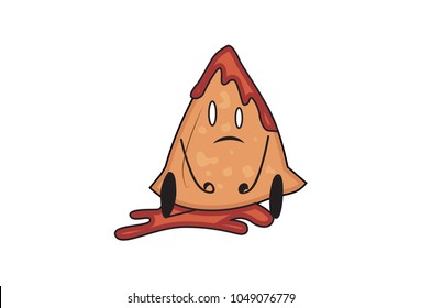 Cute Samosa Character . Vector Illustration. Isolated on white background. 