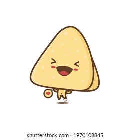 cute samosa mascot. vector illustration fried cake