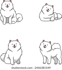 Cute Samoyed dog cartoon illustration