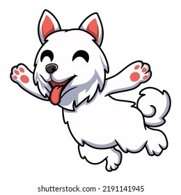 Cute samoyed dog cartoon jumping