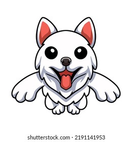 Cute samoyed dog cartoon jumping