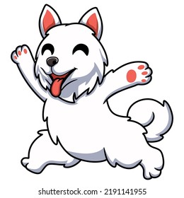 Cute samoyed dog cartoon running