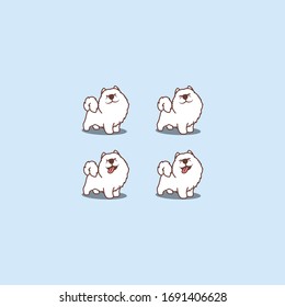 Cute samoyed dog cartoon set, vector illustration