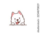 Cute samoyed dog cartoon, vector illustration