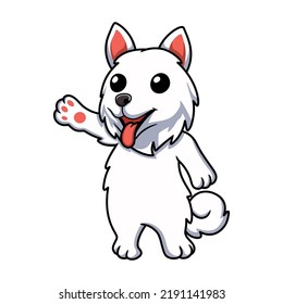 Cute samoyed dog cartoon waving hand