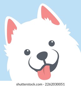 Cute samoyed dog face, vector illustration